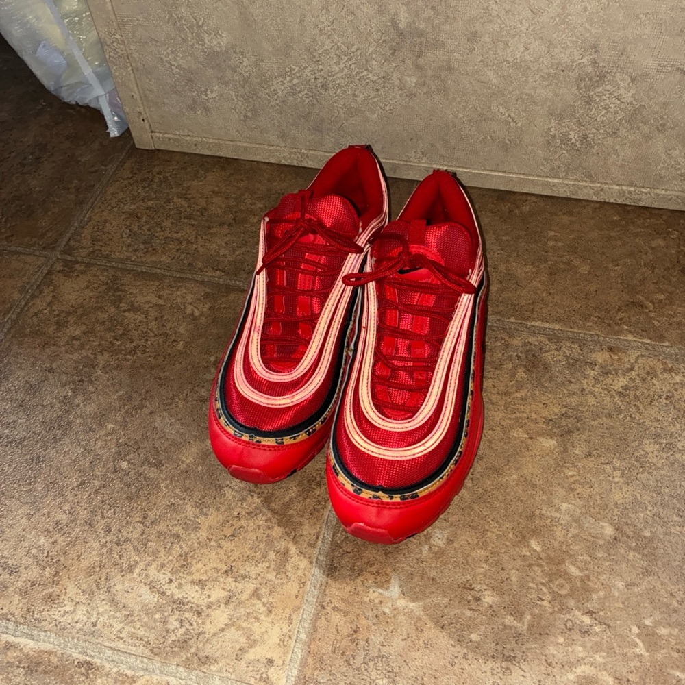 Red Black and cheetah print Nike Air Max 97 Sneakers size 10 - Picture 3 of 7